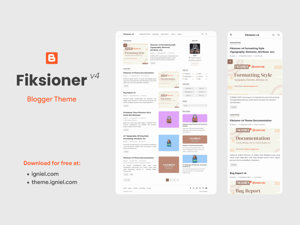1- Fiksioner Blogger Teması - Ücretsiz Blogger Temaları
