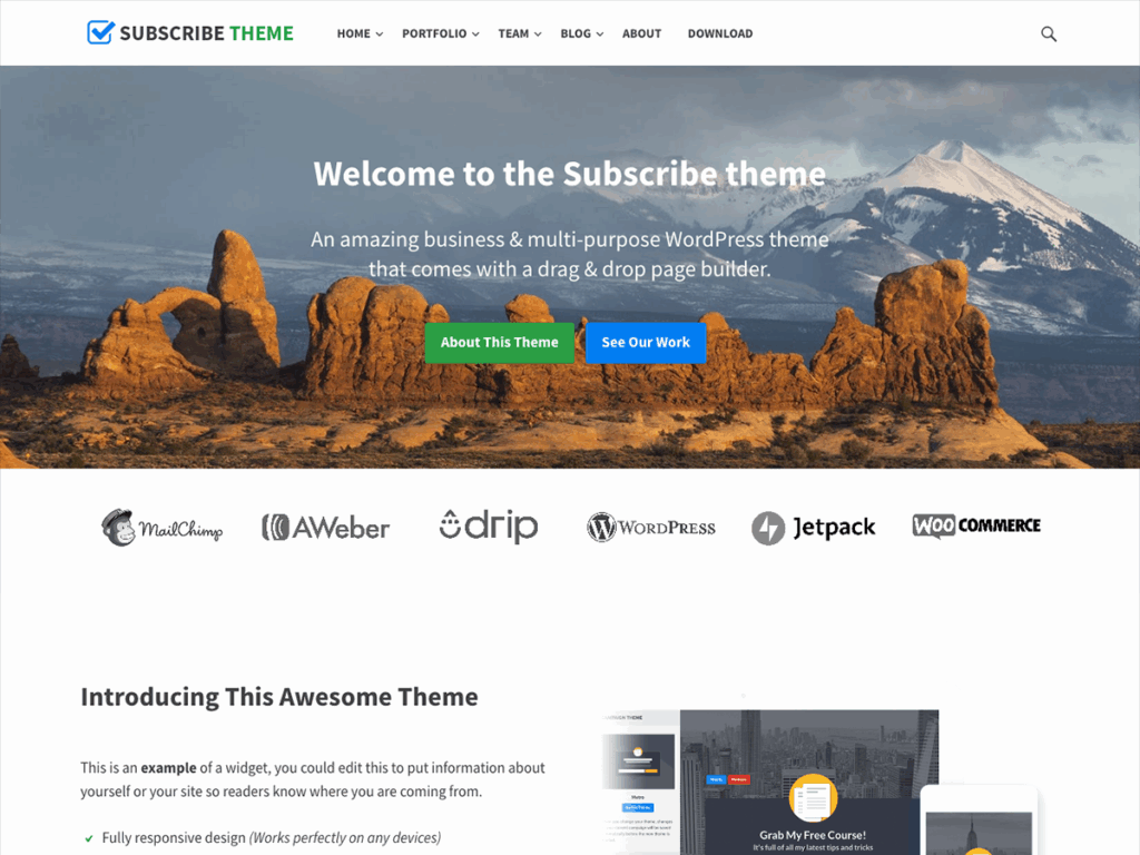 3- Subscribe Kurumsal WordPress Teması - Ücretsiz WordPress Temaları